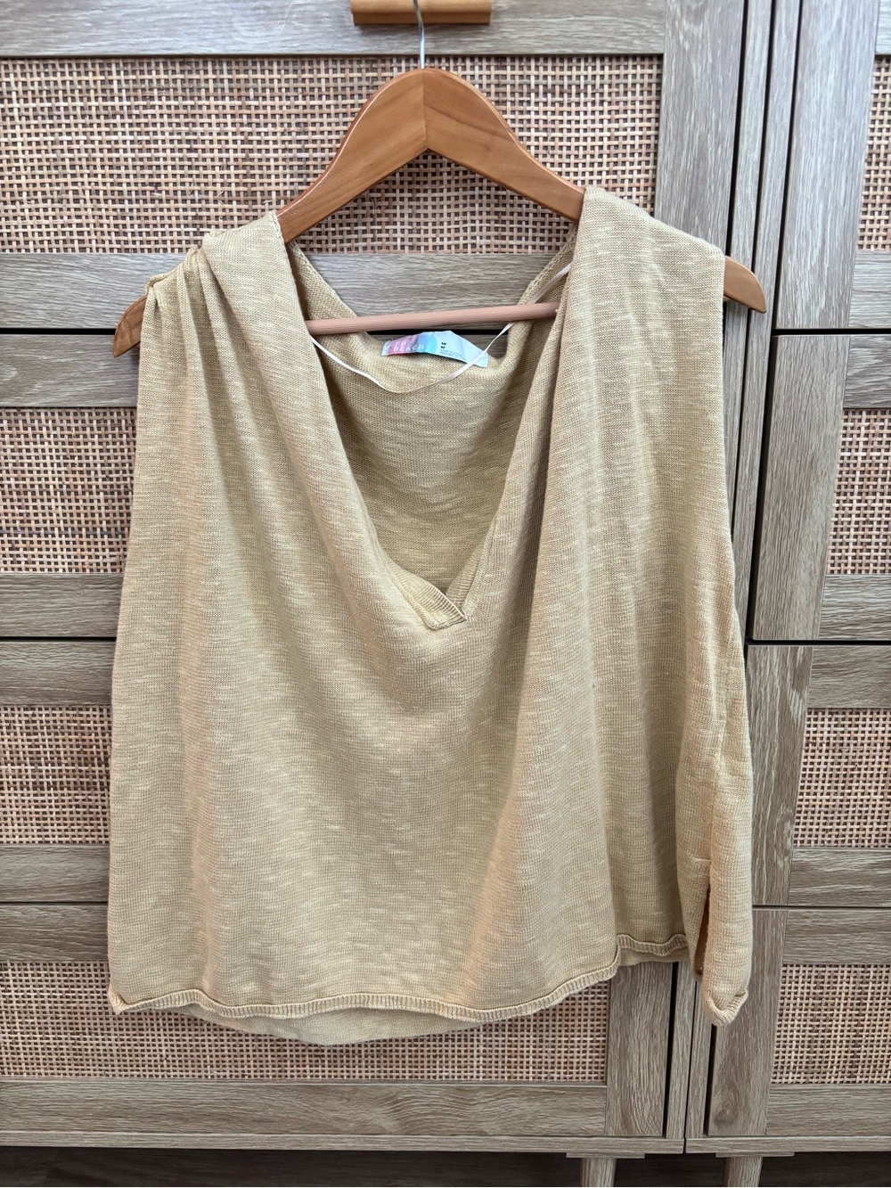 Free People Tan Sleeveless Cowl Neck Tank